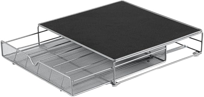 Restaurantware Restpresso 13 x 12.2 x 3 Inch Coffee Capsule Drawer 1 Heavy-Duty Pod Drawer - Holds 36 K-Cups Grip Top Iron Espresso Pod Organizer Mesh Tray Pods Not Included