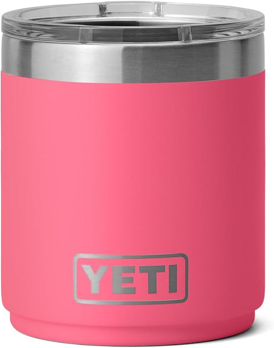 YETI Rambler 10 oz Stackable Lowball 2.0, Vacuum Insulated, Stainless Steel with MagSlider Lid, Tropical Pink