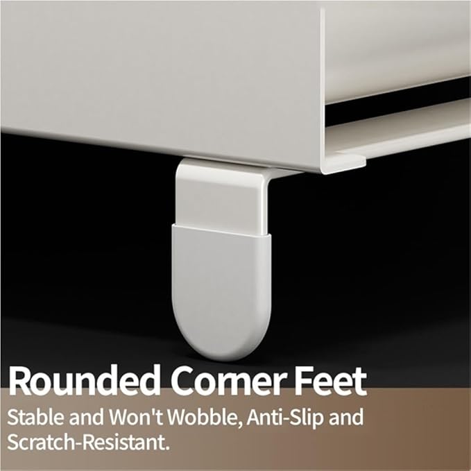 Pull-Out Metal Mug Holder, Countertop Coffee Bar Organizer and Spice Rack, Microwave Stand with Drawer, Stackable Kitchen Counter Organizer(White)