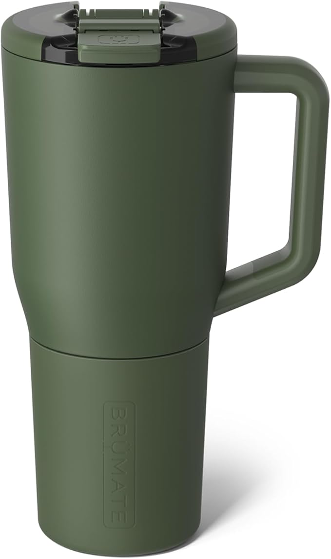 BrüMate Müv - 35oz 100% Leak Proof Insulated Coffee Mug with Handle & Lid - Stainless Steel Coffee Travel Mug - Double Walled Coffee Cup (OD Green)