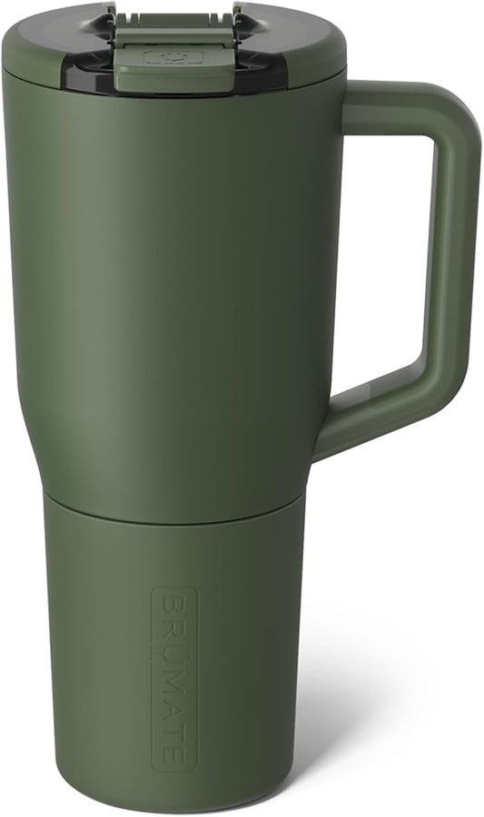 BrüMate Müv - 35oz 100% Leak Proof Insulated Coffee Mug with Handle & Lid - Stainless Steel Coffee Travel Mug - Double Walled Coffee Cup (OD Green)