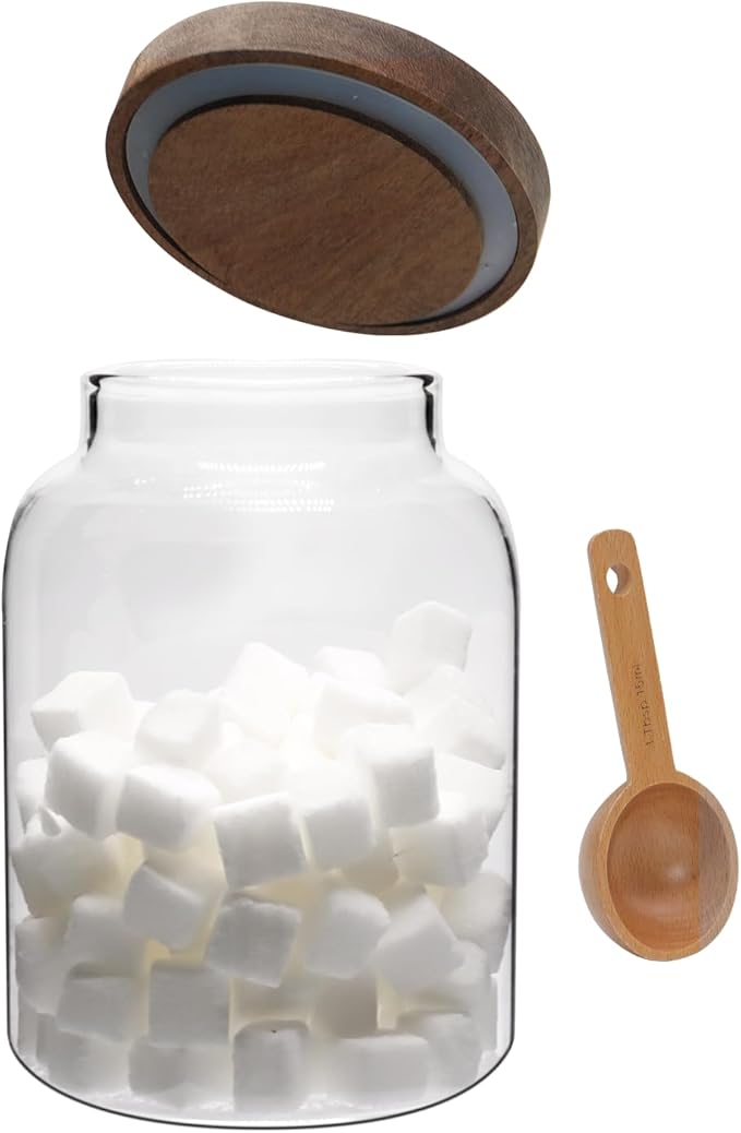 Glass Storage Jar with Lids Thicken Glass Coffee Canister Borosilicate Glass Food Containers for Spice Ground Nut Pasta Sugar Candy Tea (1200ml/40oz-1pack-with spoon)