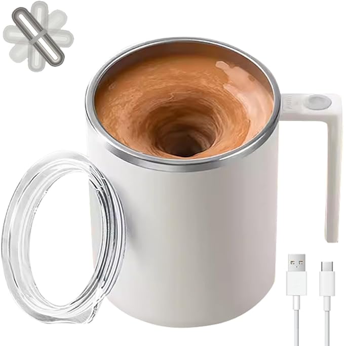 Self Stirring Mug,Self Stirring Coffee Mug, Suitable for Coffee, Milk, Cocoa and Other Beverages (White)