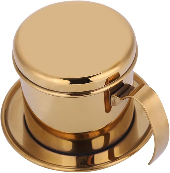 Vietnamese Coffee Drip Filter Maker, Coffee Drip Filter Maker Pot, Stainless Steel Coffee Filter, Vietnamese Coffee Filter Press Coffee Maker, Vietnamese Coffee Maker (Gold)