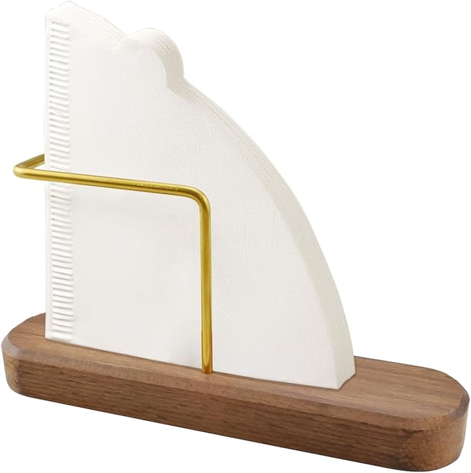 Coffee Filter Holder Storage, Stand Coffee Filter Container Compatible with V60 Paper Coffee Filters Size #01 and #02, Walnut and Brass