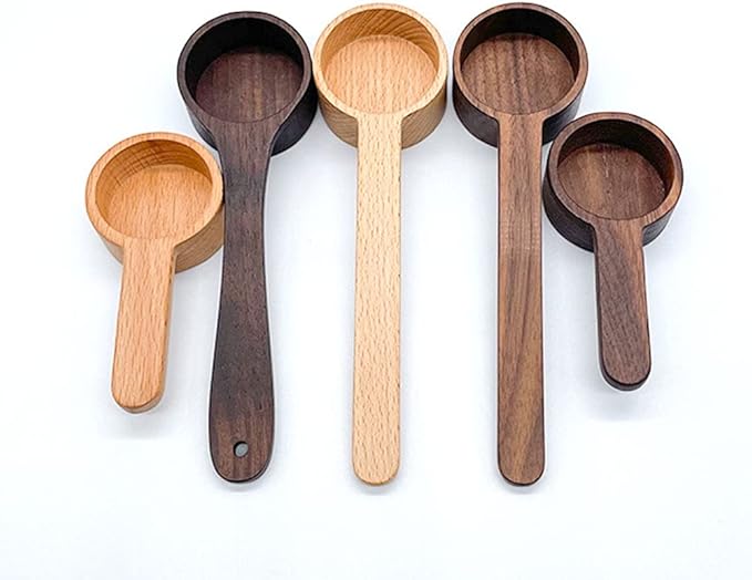 Coffee Spoons, CISHNOU Wooden Coffee Ground Spoon, Measuring for Ground Beans or tea, Soup Cooking Mixing Stirrer Kitchen Tools Utensils, 1 Wooden Tea Scoop(Wooden Color)