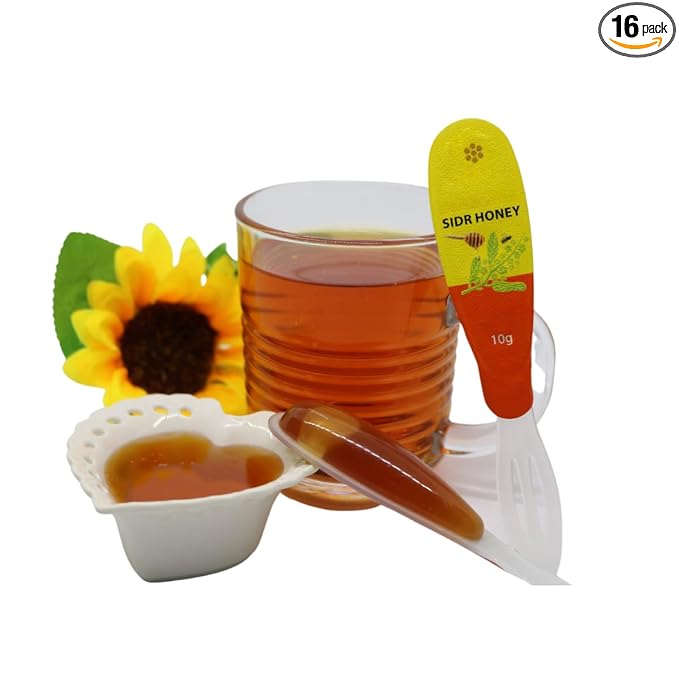 Mountain Sidr Liquid Honey Spoons 160g (Pack of 16 x 10g), 100% Natural Unheated, Unfiltered, Unpasteurized Raw Honey Spoons for Coffee, Tea and Snacks