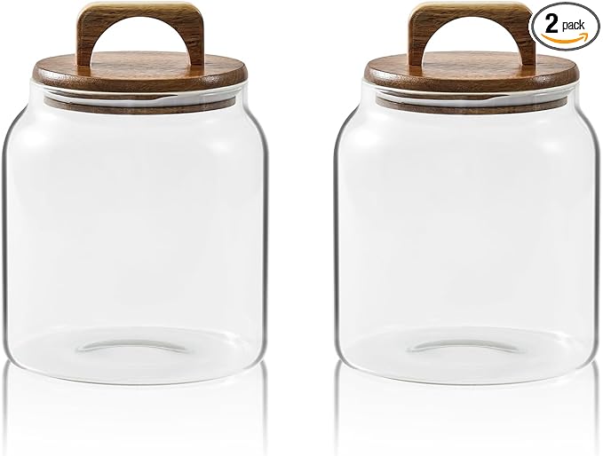 Sweejar Glass Jars for Laundry Room Organization, Half-Gallon Laundry Pods Container, Glass Food Storage Jars with Airtight Lid, 2 Pack, Hand Lid
