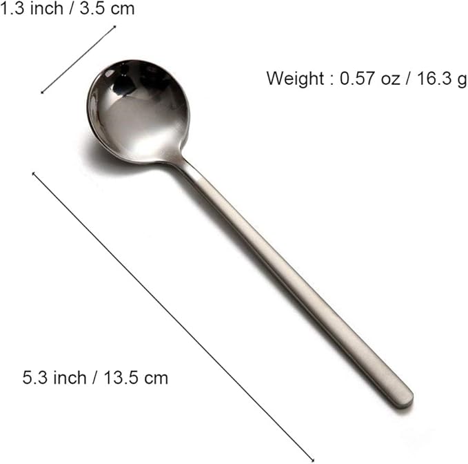 8-piece Mini Teaspoons Espresso Spoons Matte Silver Frosted Handle Stainless Steel Spoons for Tea Ice Cream Coffee Dessert Espresso Sugar Milk 5.3 Inches