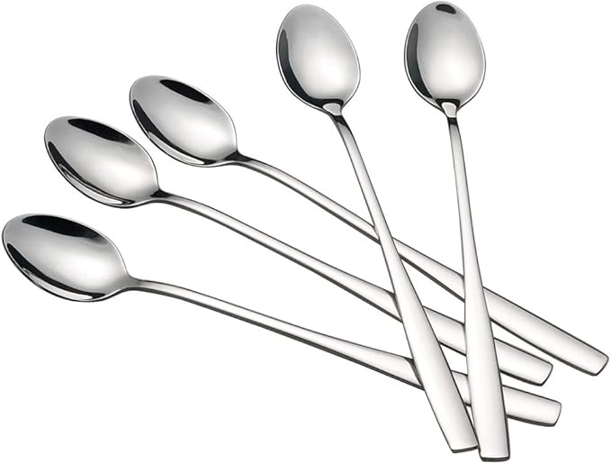 Long Handle Iced Tea Spoon, Stainless Steel Ice Cream Spoon, Set of 16