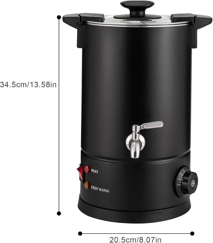 Commercial Coffee Maker,Stainless Steel Coffee Urn with Temperature Control, Coffee Maker Hot Water Urn for Catering (Black 1Kw 30 cups)