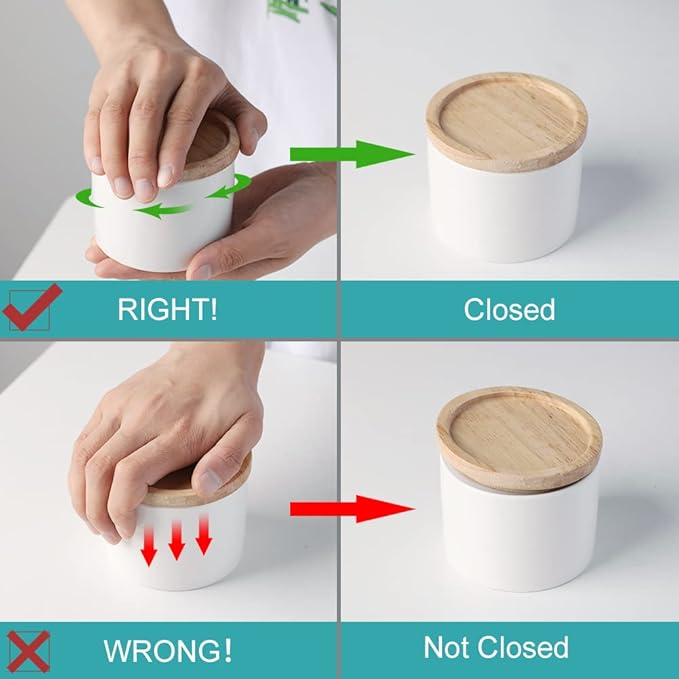 Sweejar Kitchen Canisters Ceramic Food Storage Jar, Stackable Containers with Airtight Seal Wooden Lid for Serving Ground Coffee, Tea, Sugar, Spice and More - 5 Fl Oz(Turquoise)