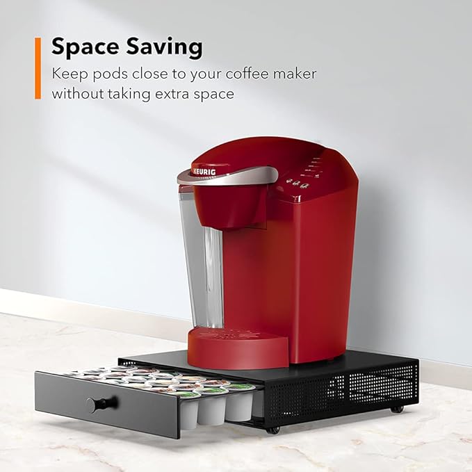 SICHEER K Cup Organization Storage Drawer Maker K Cup Holder Sliding Tray Pull out Coffee Pod Organizer Rolling Stand Countertop Maker Stand Rack Capsules Compatible with Keurig Accessories
