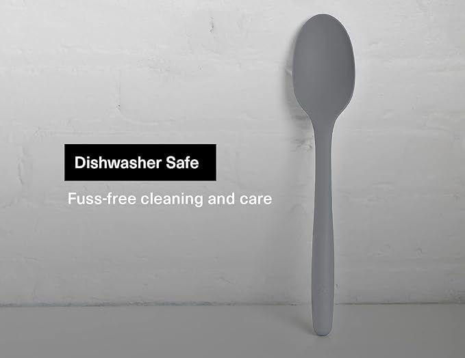 Misen Silicone Mixing Spoon - Professional-Grade, Dishwasher Safe - No Scratch Nonstick-Safe Kitchen Tool for Stirring, Scraping, and Serving - Stong, Durable, Heat Resistant - Gray