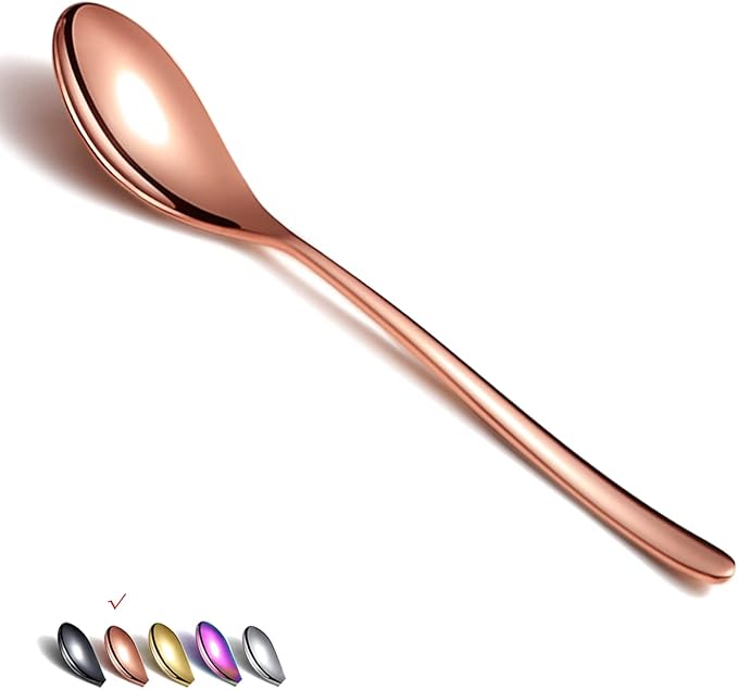 Copper Dinner Spoons 6 Piece, 8.1'' Stainless Steel Tablespoons, Soup Spoons, Dessert Spoons, Spoons Silverware for Home, Kitchen or Restauran,Dishwasher Safe