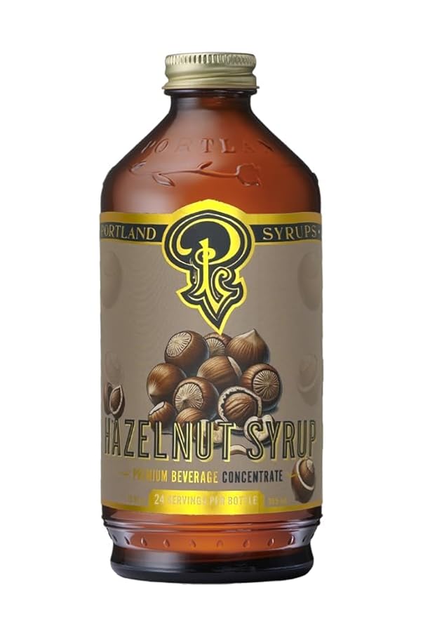 Portland Syrups Hazelnut Syrup – Flavoring for Coffee, Lattes, Cold Brew, Macchiatos, Cocktails, Desserts – Ideal for Drinks & Adding a Hazelnut Touch to Any Beverage – 12 oz, 24 servings (Pack of 1)
