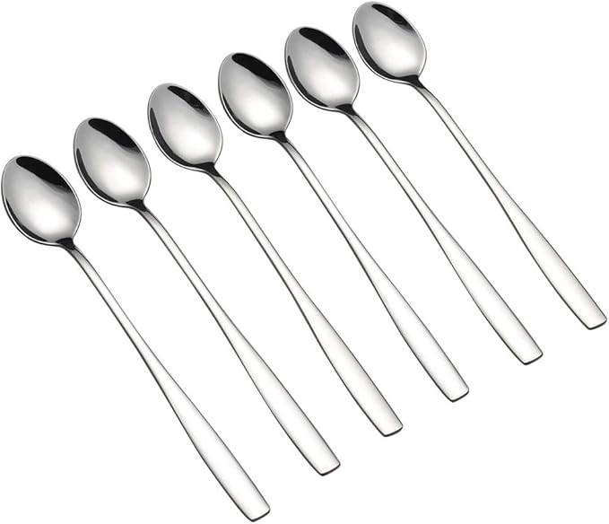 Long Handle Iced Tea Spoon, Stainless Steel Ice Cream Spoon, Set of 16