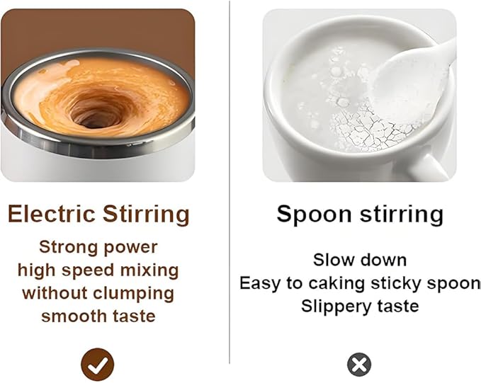 Electric Coffee Mug With a Built-In Lcd Thermometer, 380ML/13OZ Prevent Overflow Self-Stirring Magnetic Coffee Cup, Perfect for Brewing Coffee, Milk, Cocoa, Etc. (Black+White)