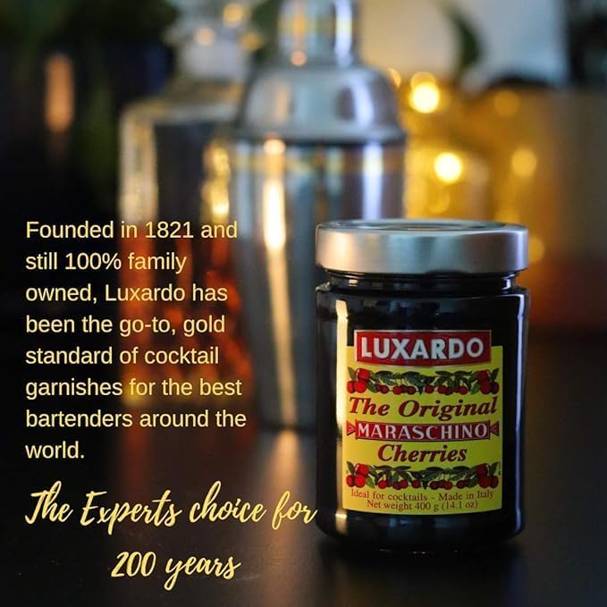 Luxardo Gourmet Cocktail Maraschino Cherries | for Old Fashioned, Manhattan and Desserts, 400G Jar. [Pack of 2]