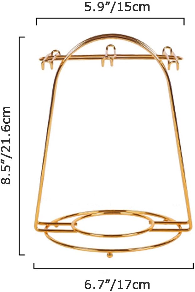 YY YEARCHY Coffee Mug Holder, Espresso Cups Holder Cup Drying Rack Cups Drainer Stand Metal Mug Tree Cups Organizer with 6 Hook Hangers for Kitchen Counter and Tea Party(Gold)