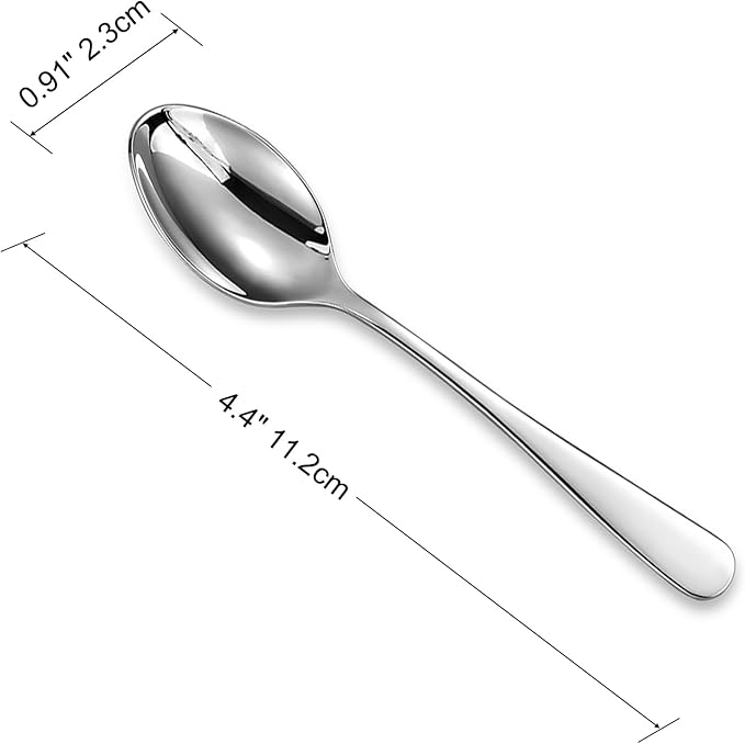 KEAWELL Premium Louise Demitasse Espresso Spoons, 18/10 Stainless Steel, 4.4-Inch Small Size, Dishwasher Safe (4.4 inches, 12)