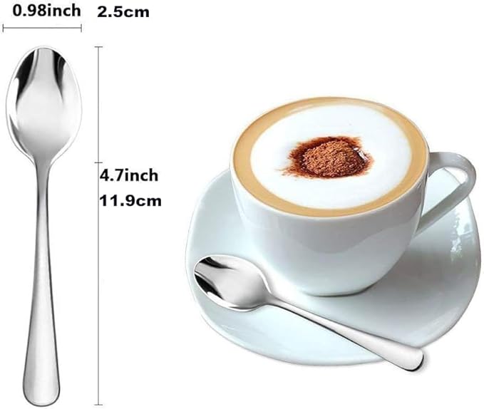 Demitasse Espresso Spoons Set of 12, Mini Coffee Spoon, 18/10 Stainless Steel Small Spoons for Dessert, Tea, Appetizer, 4.7