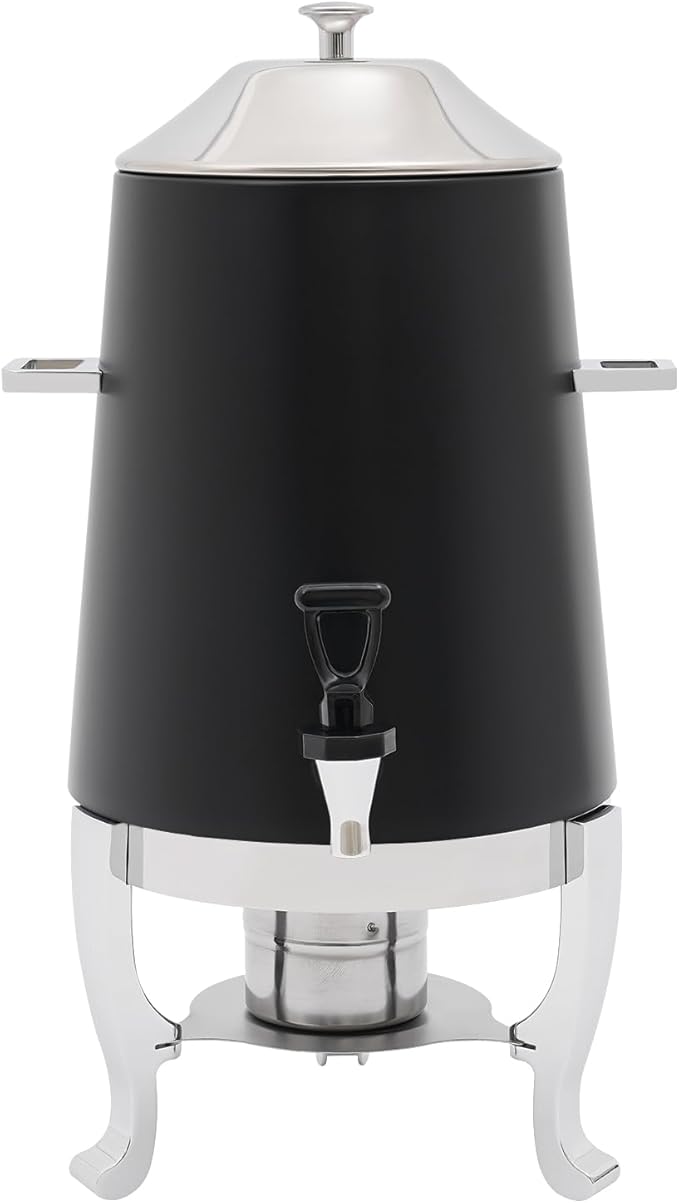 Stainless Steel Beverage Dispensers, Drink Dispenser with Fuel Holder & Base & Stainless Steel Faucet 3.4Gal Hot Beverage Dispenser, Commercial Coffee Urn for Hotels, Canteens（Silver, Black）