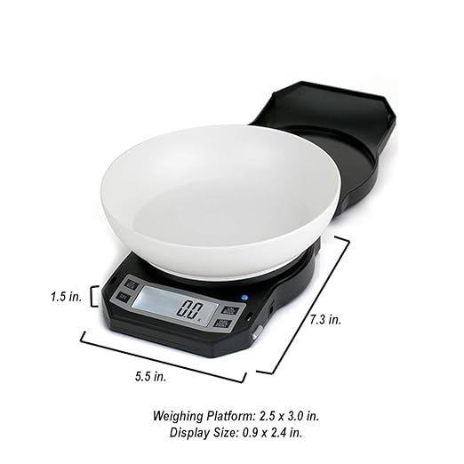 American Weigh Scales Precision Digital Kitchen Weight Scale, Food Measuring Scale with Bowl 3kg x 0.1g (Black), LB-3000