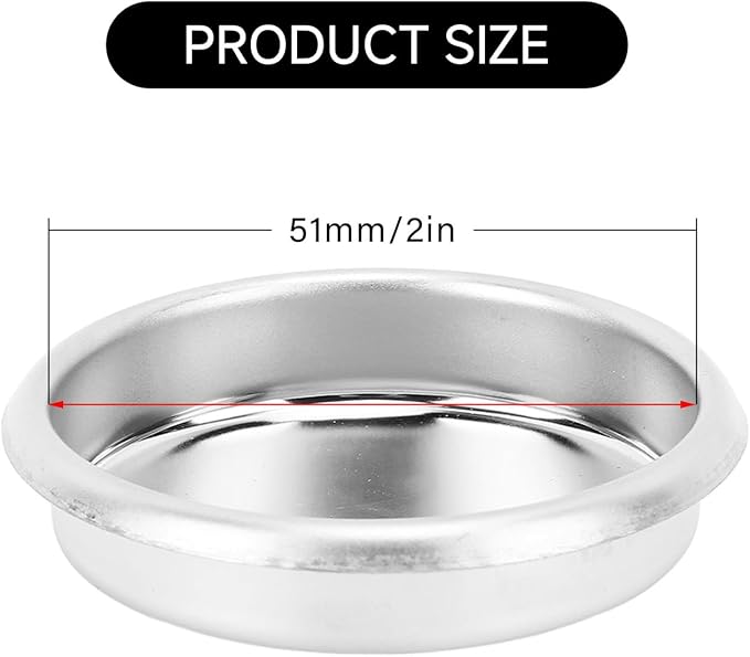 Backflush Inser, 51mm Stainless Steel Insert, 2in Coffee Machine Backflush Blind Filter, Silver 51mm Backflush Basket, Backflush Filter Espresso for Espresso Machines, 1Pcs