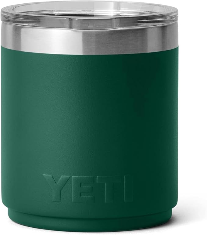 YETI Rambler 10 oz Stackable Lowball 2.0, Vacuum Insulated, Stainless Steel with MagSlider Lid, Black Forest Green