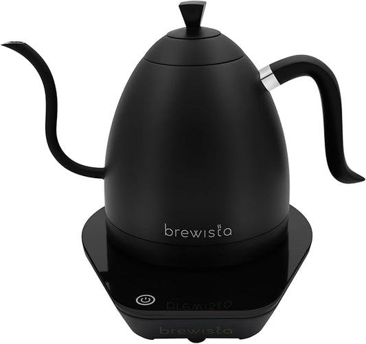 Brewista Artisan Electric Gooseneck Kettle, Water Boiler with LCD Panel, Precise Temperature Control, Fast Boiling and Keep Warm Settings for Pour-Over Coffee & Tea, Café, 1 Liter (All Black)