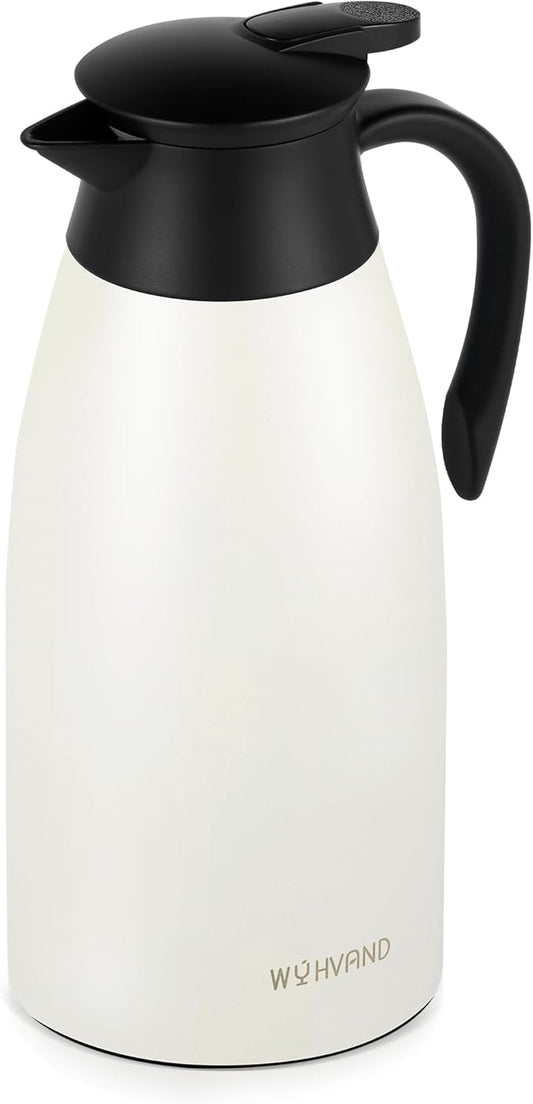 68 Oz Thermal Coffee Carafe, Stainless Steel Insulated Vacuum coffee crafts to keep coffee hot, 2 Liter Tea Water Coffee and Beverage Dispenser (Cream)
