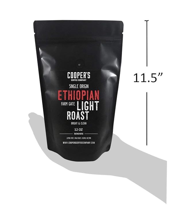 Ethiopian Bold Light Roast Coffee, Gourmet Single-Origin Coffee Beans from Ethiopia, Whole Bean, 2lb Bag