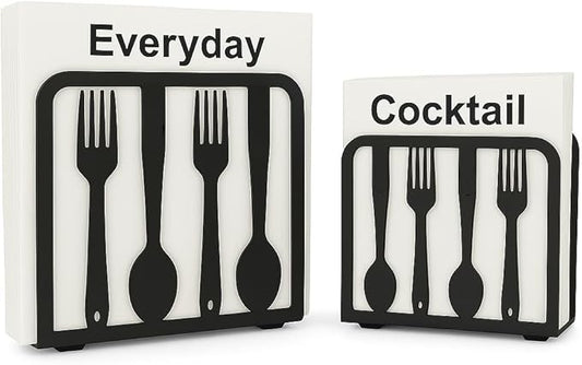 Modern Metal Napkin Holder for Kitchen & Dining Table – black large high end napkin holder for Everyday & Cocktail Napkins – Farmhouse & Restaurant Style - Set 2