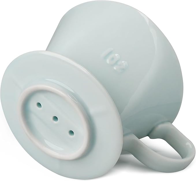 Handmade Pour Over Ceramic Coffee Dripper - Authentic Brewing Experience for Camping, Office, and Home (Green)