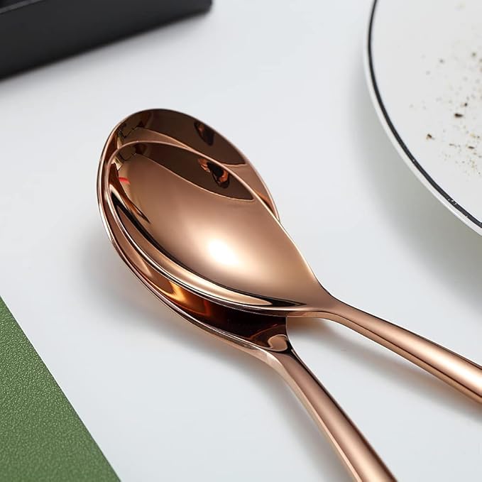 Copper Dinner Spoons 6 Piece, 8.1'' Stainless Steel Tablespoons, Soup Spoons, Dessert Spoons, Spoons Silverware for Home, Kitchen or Restauran,Dishwasher Safe