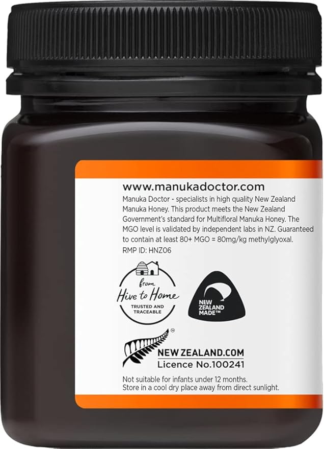 Manuka Doctor - MGO 80+ Manuka Honey Multifloral, 100% Pure New Zealand Honey. Certified. Guaranteed. Raw. Non-GMO (8.75oz)