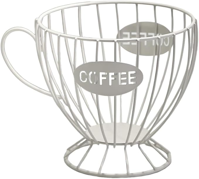 Coffee Pod Holder Large Capacity Coffee Pod Storage Metal Kitchen Countertop Organizer for Home Office White