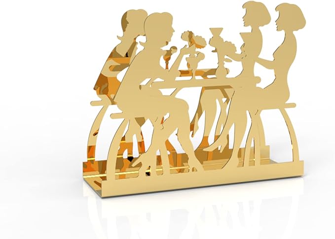 Metal Napkin Holder for Home Kitchen Restaurant Picnic - Women Theme Tabletop Paper Organizer Upright Tissue Dispenser (Gold)