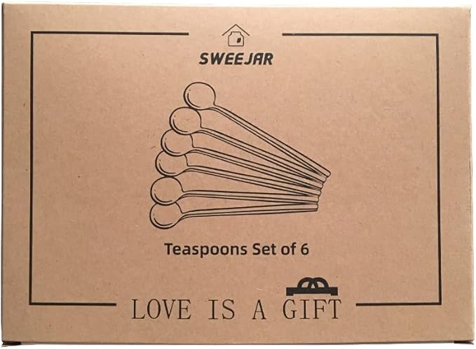 6 PCS Gold Coffee Spoons, 18/8 Stainless Steel Espresso Spoons, 5.2 Inches Vogue Mini Tea Spoon, Cappuccino Stirring Small Spoon for Dessert, Ice Cream, Frosted Handle, Sweejar (Gold)