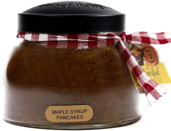 A Cheerful Giver - Maple Syrup Pancakes Mama Scented Glass Jar Candle (22oz) with Lid & True to Life Fragrance Made in USA