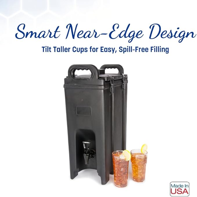 Carlisle FoodService Products Cateraide Insulated Beverage Dispenser with Handles for Catering, Events, Kitchens, And Restaurants, Plastic, 5 Gallons, Black