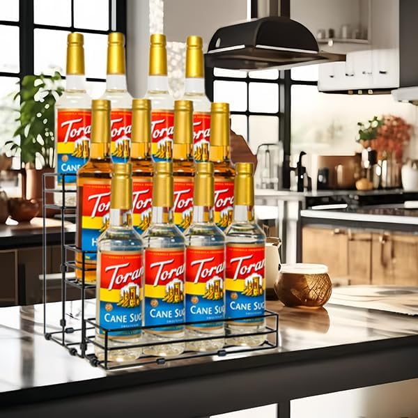 12 Bottles Coffee Syrup Rack Organizer, Coffee Syrup Stand Holder, 3 Tier Coffee Syrup Organizer for Coffee Bar Station, Wine Rack for Countertop, Bottle Display Shelf for Cocktail, Dressing