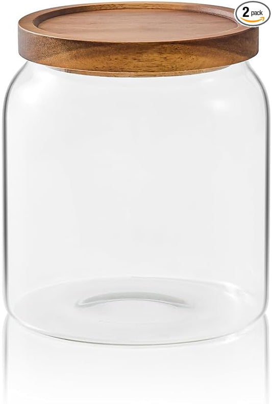 Sweejar Glass Jars for Laundry Room Organization, Half-Gallon Laundry Pods Container, Glass Food Storage Jars with Airtight Lid, 1 Pack, Press Lid
