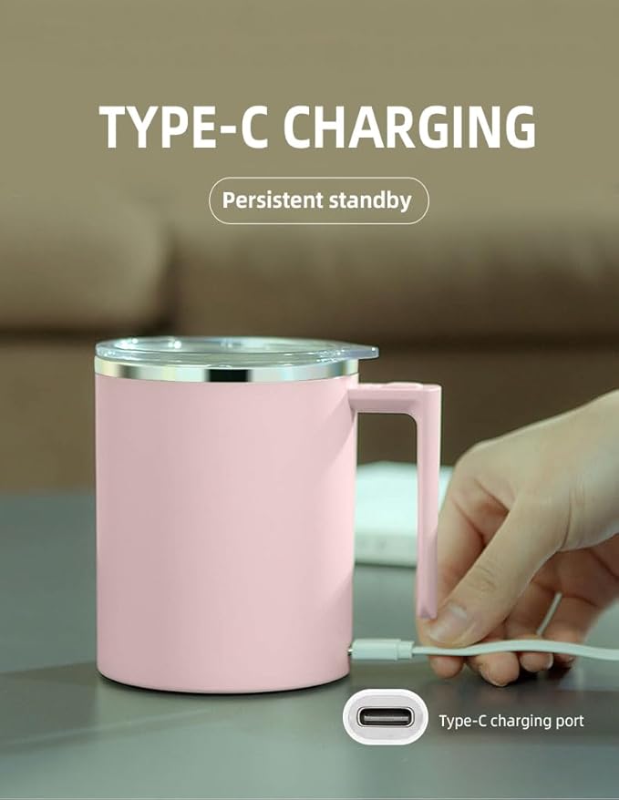 Self Stirring Mug,Self Stirring Coffee Mug,Suitable for Coffee, Milk, Cocoa and Other Beverages (Pink, 12 Ounces)