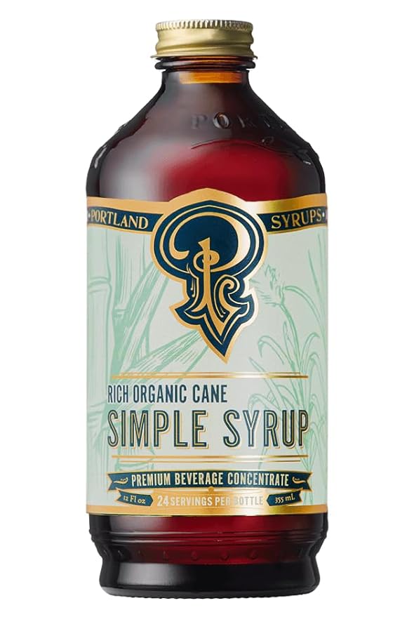 Portland Syrups Organic Cane Simple Syrup - Drink Mix for Exceptional Cocktails, Sugar for Drinks, for Coffee, Mocktails, Baking, 12 oz, 24 Servings - Pack of 1