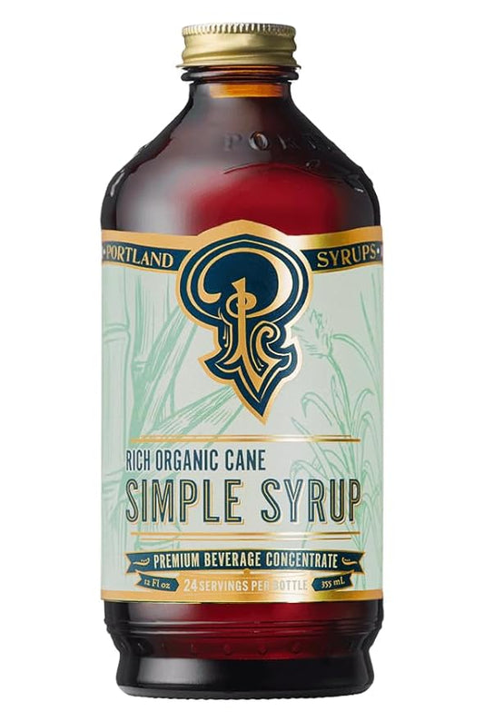 Portland Syrups Organic Cane Simple Syrup - Drink Mix for Exceptional Cocktails, Sugar for Drinks, for Coffee, Mocktails, Baking, 12 oz, 24 Servings - Pack of 1
