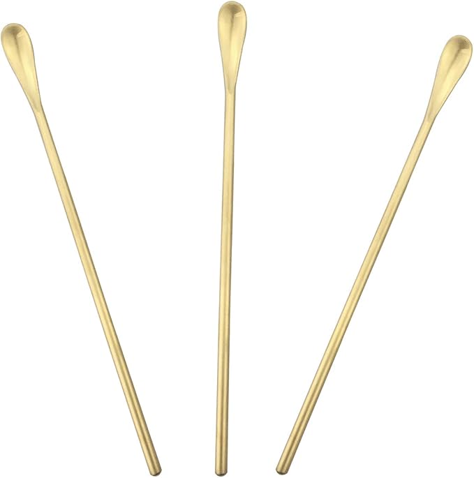 JASHII Gold Matte Long Handle Spoon Cocktail Mixing Stirring Spoons Iced Tea Coffee Spoons with 8.6 inch Long Handle Brushed SUS304 Stainless Steel, 3-Piece