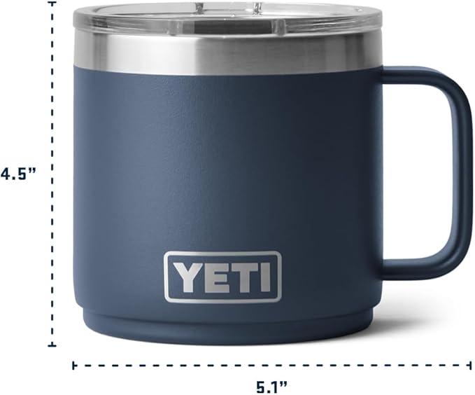 YETI Rambler 14 oz Ceramic Lined Stackable Mug, Vacuum Insulated, Stainless Steel with MagSlider Lid, Cape Taupe