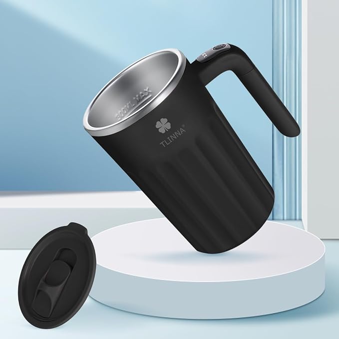 Drink Stirrer,Self Stirring Mug,Self Stirring Coffee Mug,Suitable for Coffee, Milk, Cocoa and Other Beverages (Black)